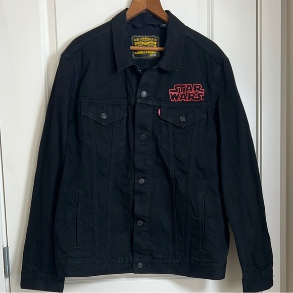 Levis x Star Wars Darth Vader Denim Jean Jacket Black Trucker Mens XL - Picture 7 of 7